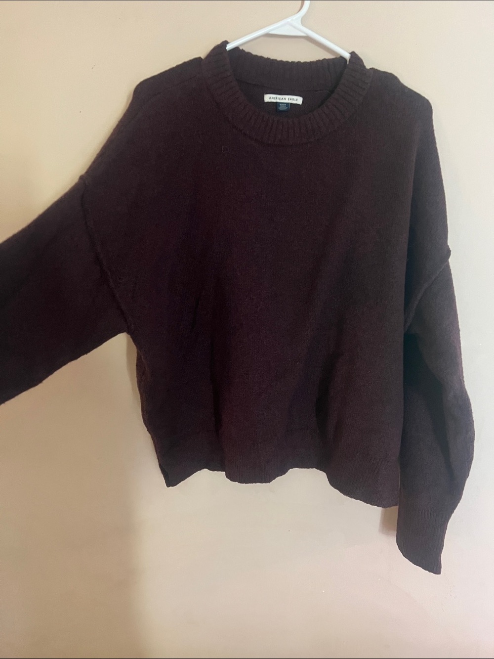American Eagle Outfitters Chunky Crewneck Sweater in Deep Wine